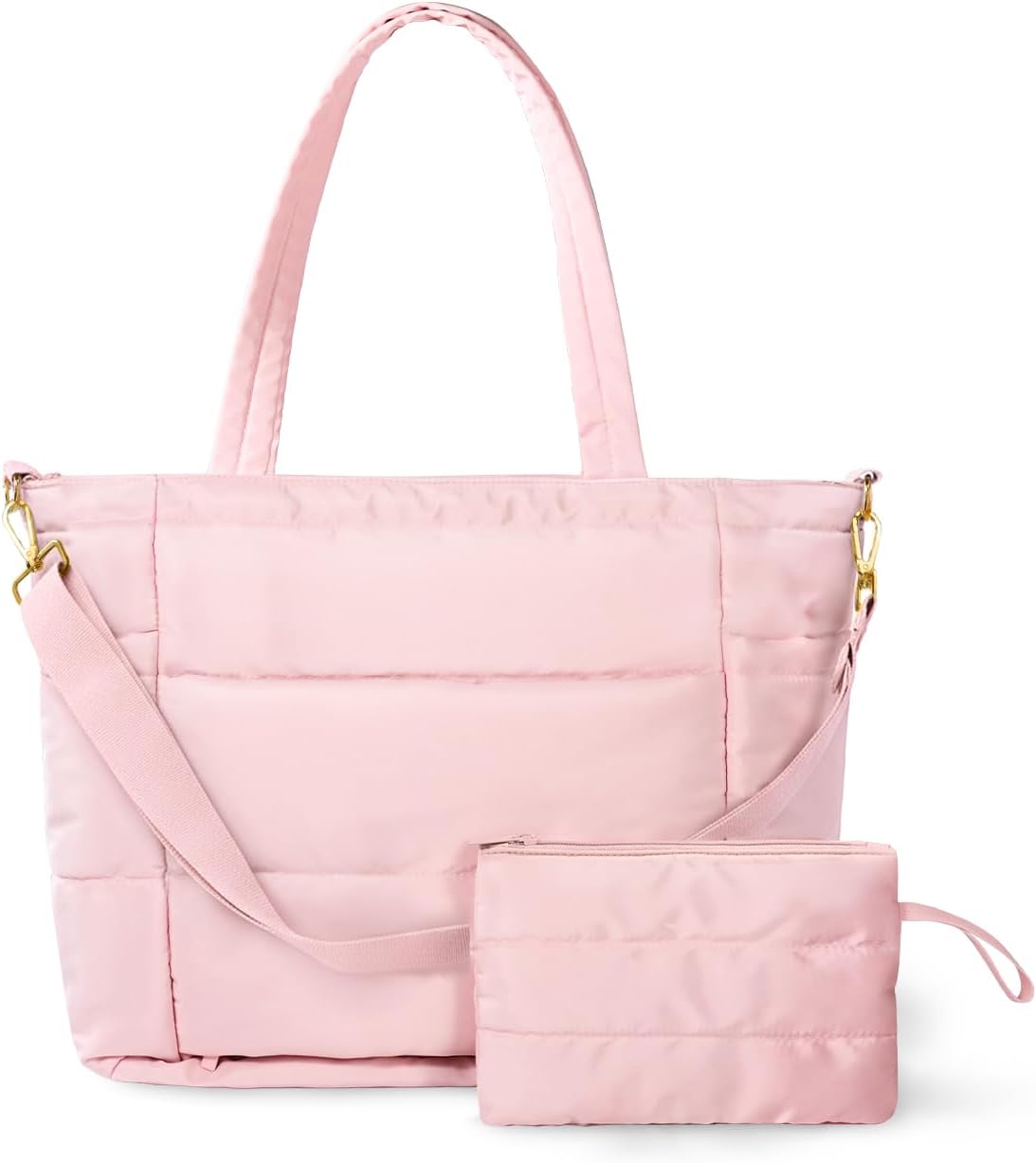 Puffer Tote Bag for Women, Lightweight Quilted Work Purse with Phone Pocket Fits 15.6" Laptop for Nurse Teacher Travel
