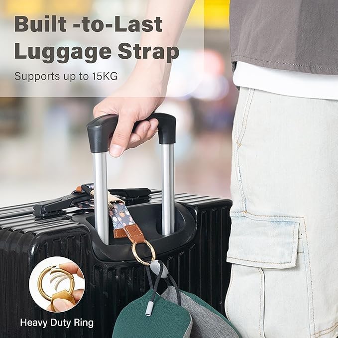 Add-a-Bag Luggage Strap, Adjustable Travel Carry Strap with Ring Hooks & Buckle, Heavy-Duty Bag