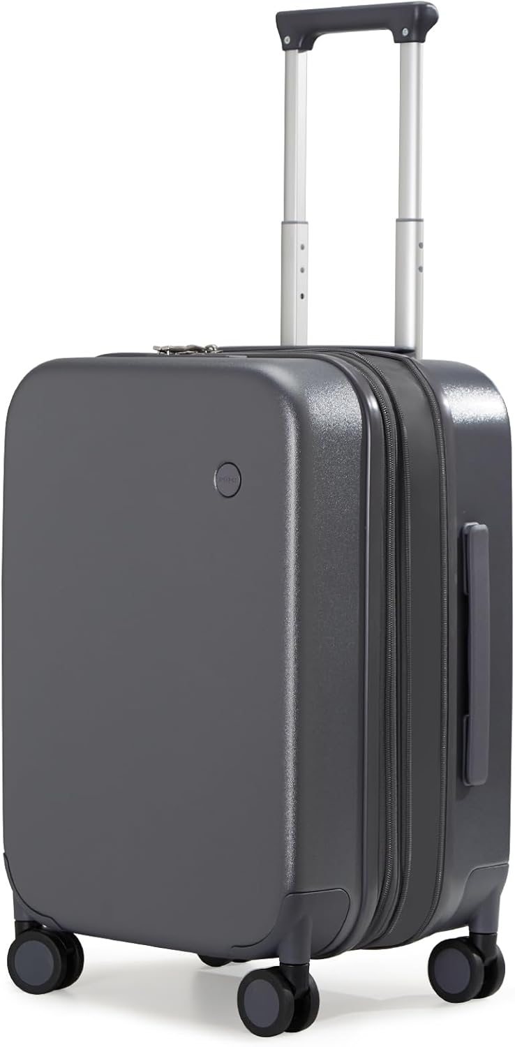 mixi 20 Inch Expandable Carry on Luggage 22x14x9 Airline Approved Suitcases with Spinner Wheels, Hardside Rolling Travel Suitcase PC with TSA Lock & Cover, Rock Gray