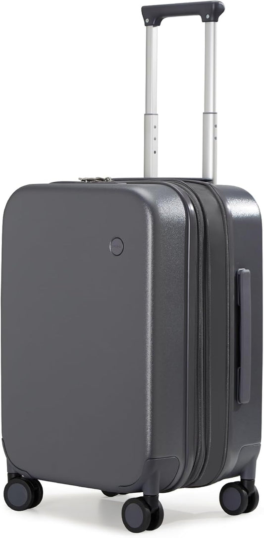mixi 20 Inch Expandable Carry on Luggage 22x14x9 Airline Approved Suitcases with Spinner Wheels, Hardside Rolling Travel Suitcase PC with TSA Lock & Cover, Rock Gray