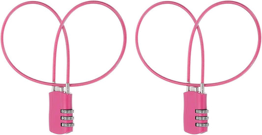 MECCANIXITY 2 Pcs Luggage Travel Lock, 3 Digit Cable Combination Lock 1-3/16" Width Body with 20" Long Cable for Suitcase Bag Cabinets Small Fences Gym, Rose