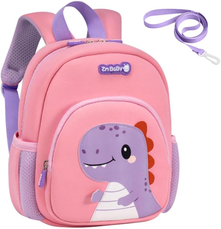 Padgene Toddler Harness Backpacks Safety Leash Kids Anti Lost Kindergarten Preschool Backpack Neoprene Lightweight Animal Schoolbag 3D Cartoon Dinasour Mini Travel Bag for Boys Girls Ages 3-5