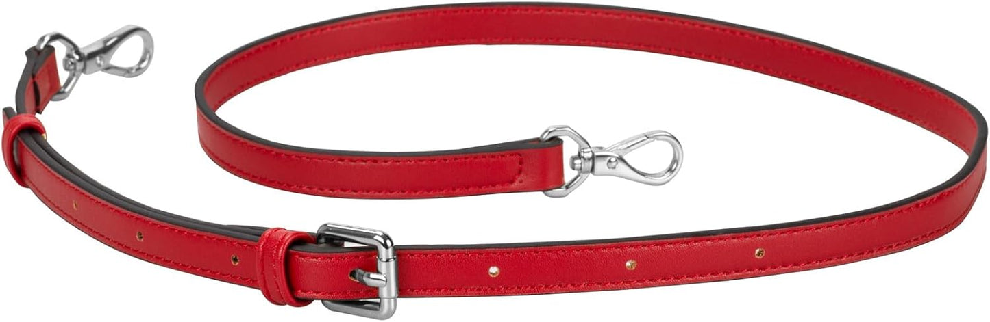 Allzedream Leather Purse Strap Replacement Crossbody Handbag Long Adjustable (Red, Silver Hardware)