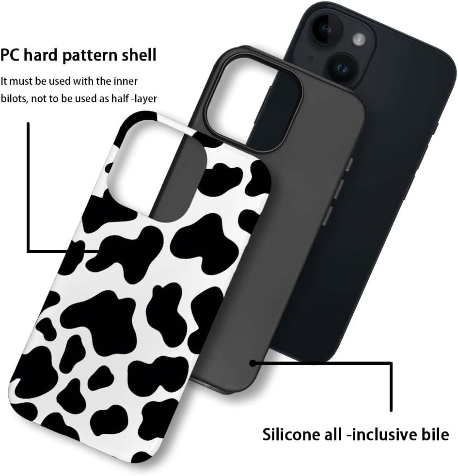 SEized Case Compatible with for iPhone 14 Plus,Black White Cow Pattern Phone Case for Girl Women Boy Men,Durable Protection Case for iPhone 14 Plus