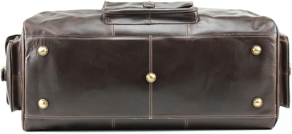Buffalo Leather Duffle Bag for Men 24 Inches | Top Grain Leather Travel Bag | Large Overnight Weekender Holdall Bag | Vintage Classic Style Sports Gym Bag | Carry On Luggage Bag Best for Gift by Hulsh