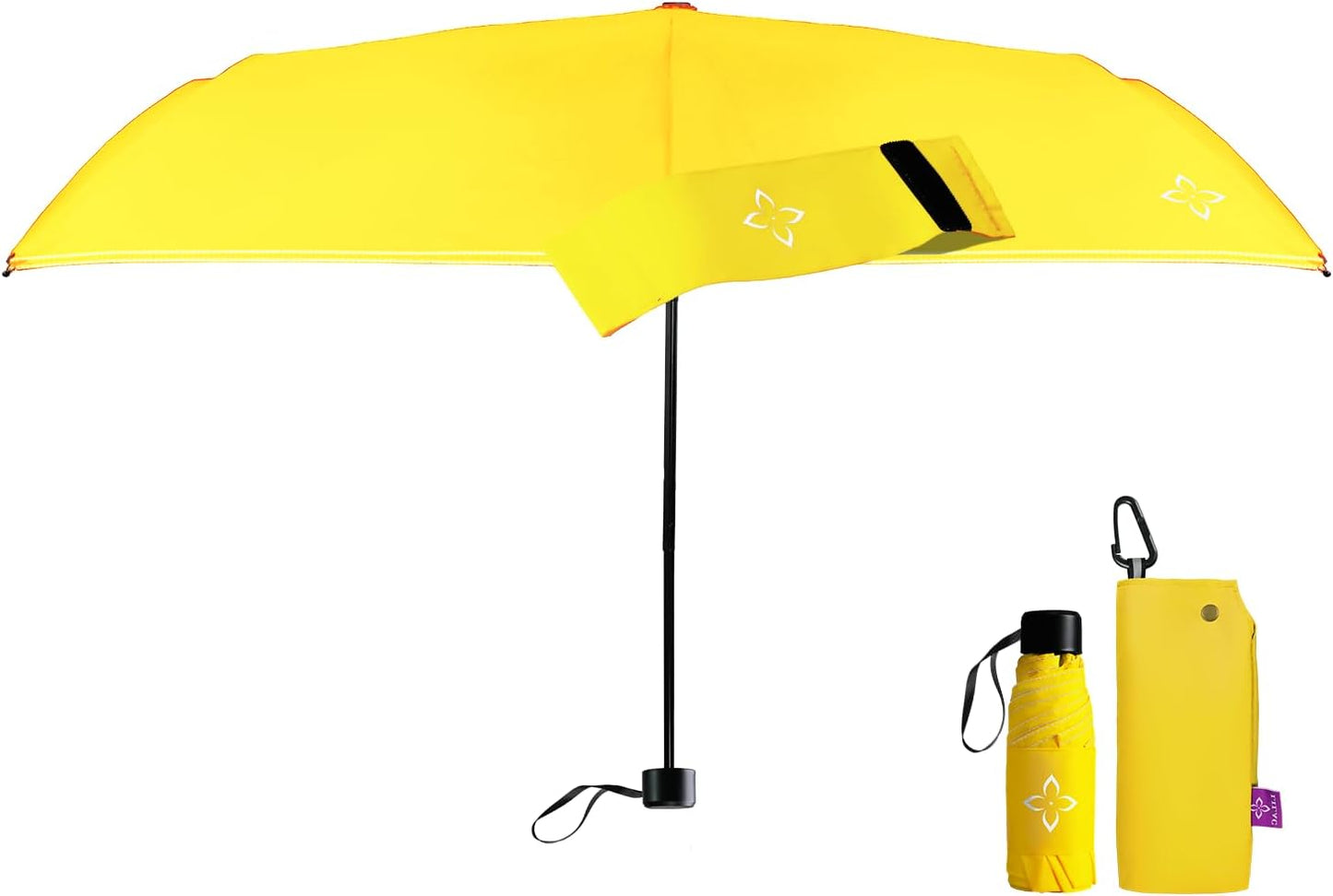 Windproof Travel Mini Umbrella - Manual Open Close with No Rebound for Seniors & Kids, Small Compact and Portable for Rain, Reflective Design for Night Safety Men & Women