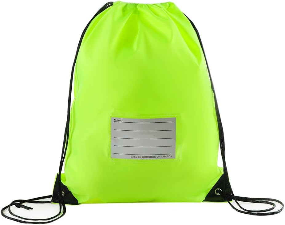 CODOBON 20 Pcs Drawstring Bags,Bulk Draw String Backpack, DIY Gym Sports Cinch Bag Sackpack for Women Men, Fluorescent Green