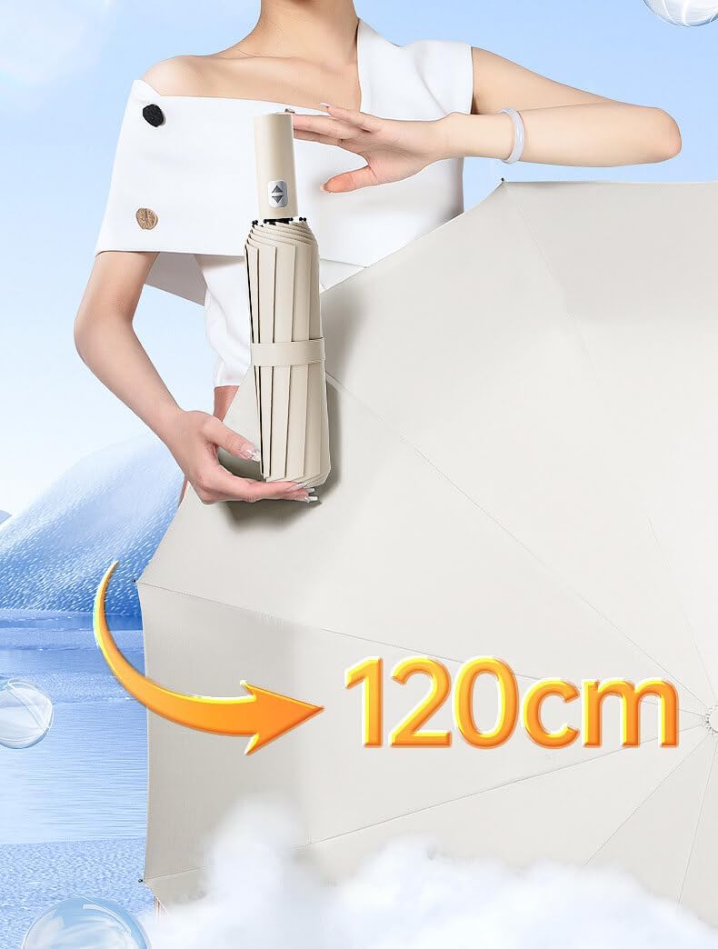 47 Inch Travel Umbrella with 24 Reinforced Ribs - Auto Open & Close Oversized Windproof Umbrella with UPF 50+ Black Coating