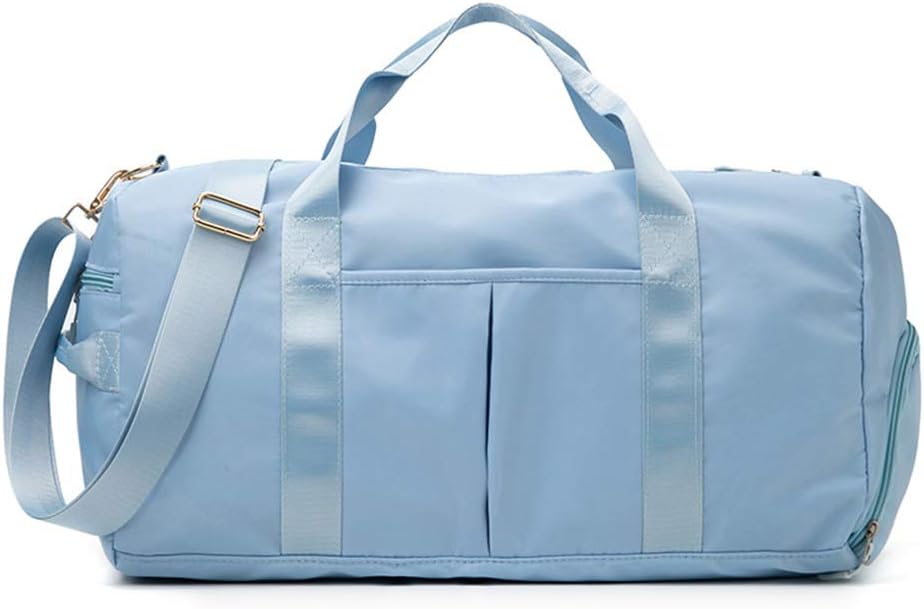KARRESLY Sports Gym Bag for Women or Men Travel Duffel Bag with Wet Pocket and Shoes Compartment for Training Swim Yoga(Light Blue)