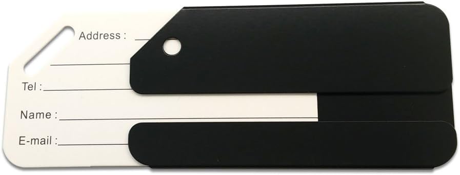 2Pack Black Aluminum Luggage Tag with Name ID Card Perfect to Quickly Spot Luggage Suitcase by