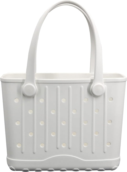 Rubber Tote Bag Small Beach Bag Waterproof Travel Bags Washable Tote Portable Open Handbag for Sports Beach Boat Outdoor