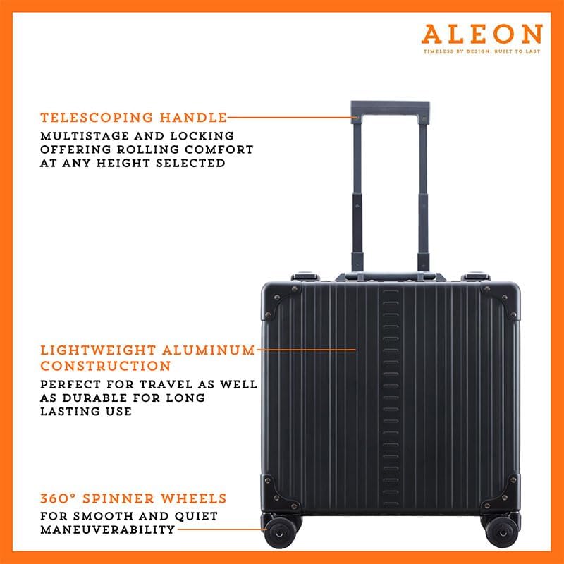 Aleon All Aluminum Lightweight 17" Rolling Laptop Catalog Case, Vertical Opening with TSA Locks & Aircraft-Grade Aluminum Frame