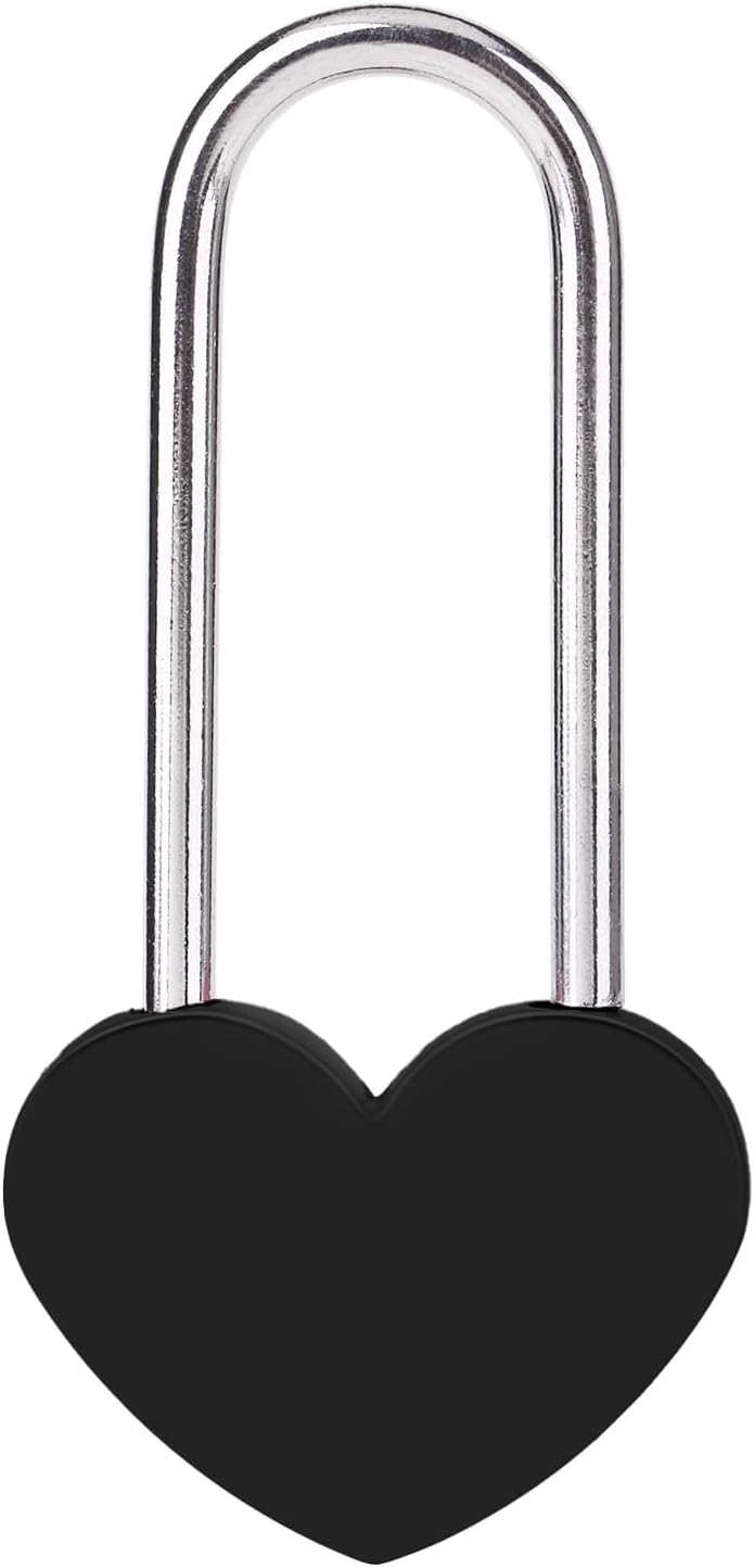 3.5" 50mm Love Lock Heart Padlock,Black Single Heart Wish Lock for Lovers Wedding,Valentines,Anniversary,Travel, Valentines Day, Bridge(NO Key)
