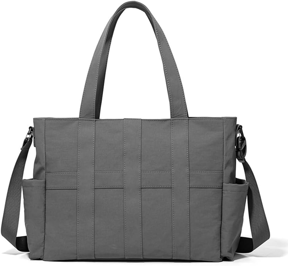 Tote Bag for Women & Men, Travel Large Tote Bag with Zipper & Side Porkect, Waterproof Tote Work Bags for Travel, Work
