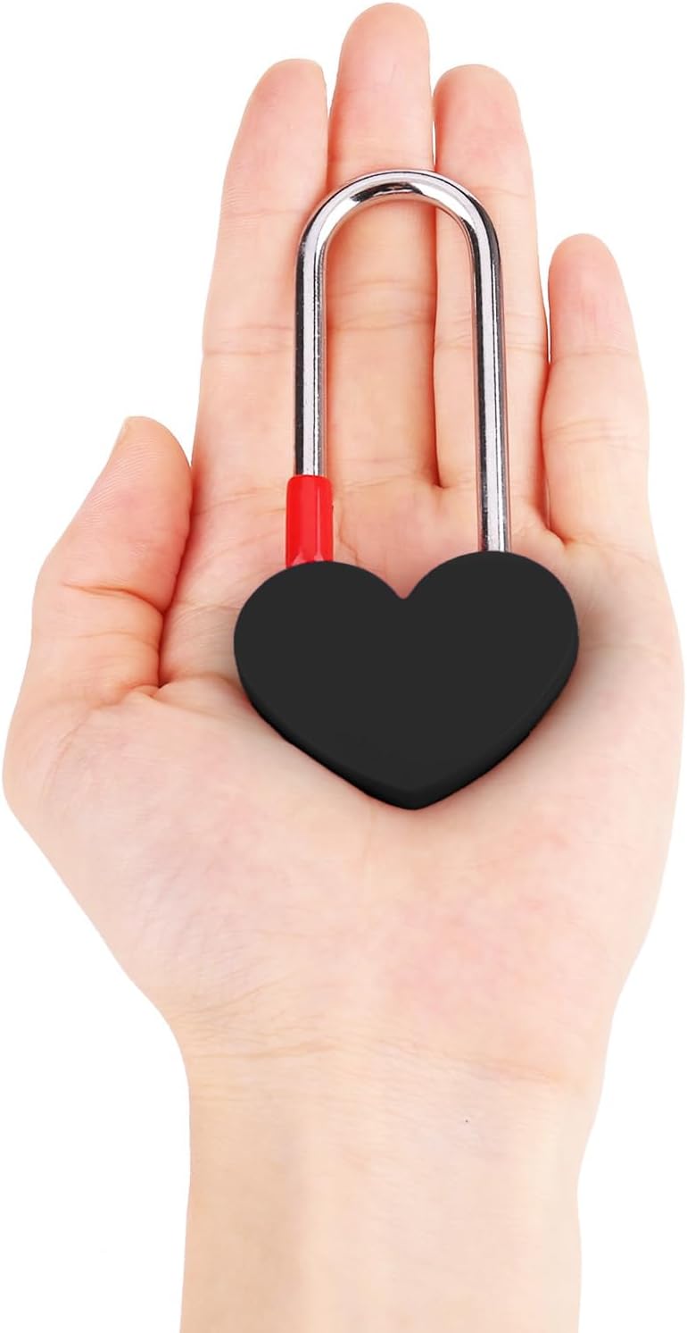 3.5" 50mm Love Lock Heart Padlock,Black Single Heart Wish Lock for Lovers Wedding,Valentines,Anniversary,Travel, Valentines Day, Bridge(NO Key)