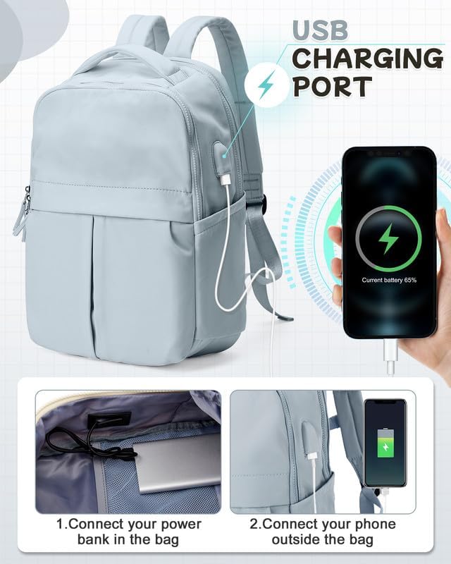 Laptop Backpack for Women Men Gym Work Backpack Casual Daypack Backpacks Small Travel Backpack for Traveling on Airplane Lightweight College Teacher Backpacks for Women Blue
