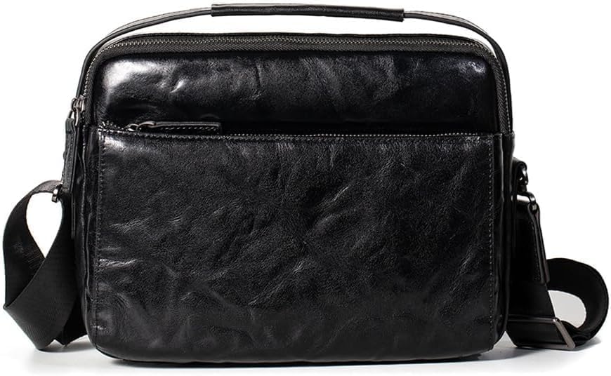 Genuine Leather Sling Bag for Men Adjustable Strap Vintage Anti-Theft Crossbody Messenger Shoulder Bag