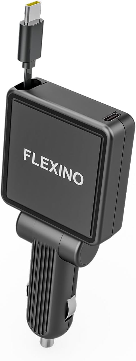 Flexino 【Ultra-Slim】 Retractable Car Charger for iPhone 16, Fast Charging Car Chargers, USB C Car Charger Adaptor, Cigarette Lighter Adapter for iPhone 16/15 Series, Galaxy, Pixel (Black 2 Packs)