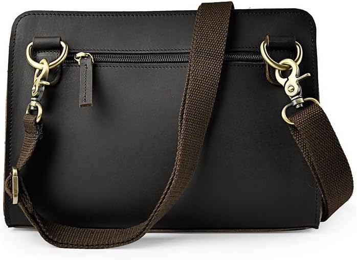 Vintage Crazy Horse Leather Business Briefcase - Under Arm Clutch Bag with Tablet Case & Organizer