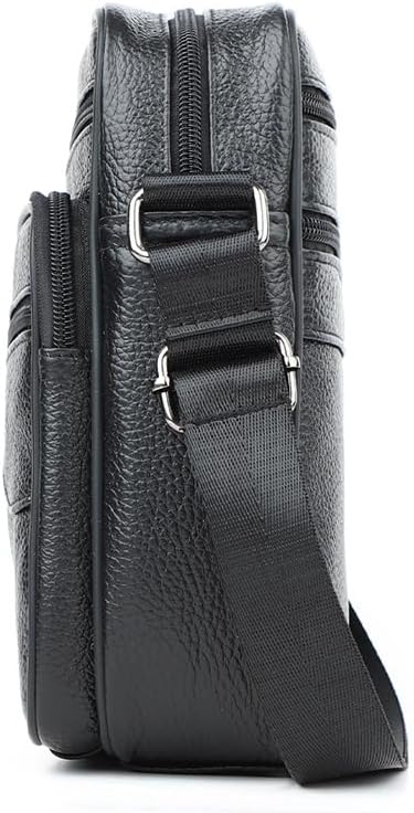 Men's Genuine Leather Crossbody Sling Bag, Small Chest Shoulder Messenger Bag with Adjustable Strap