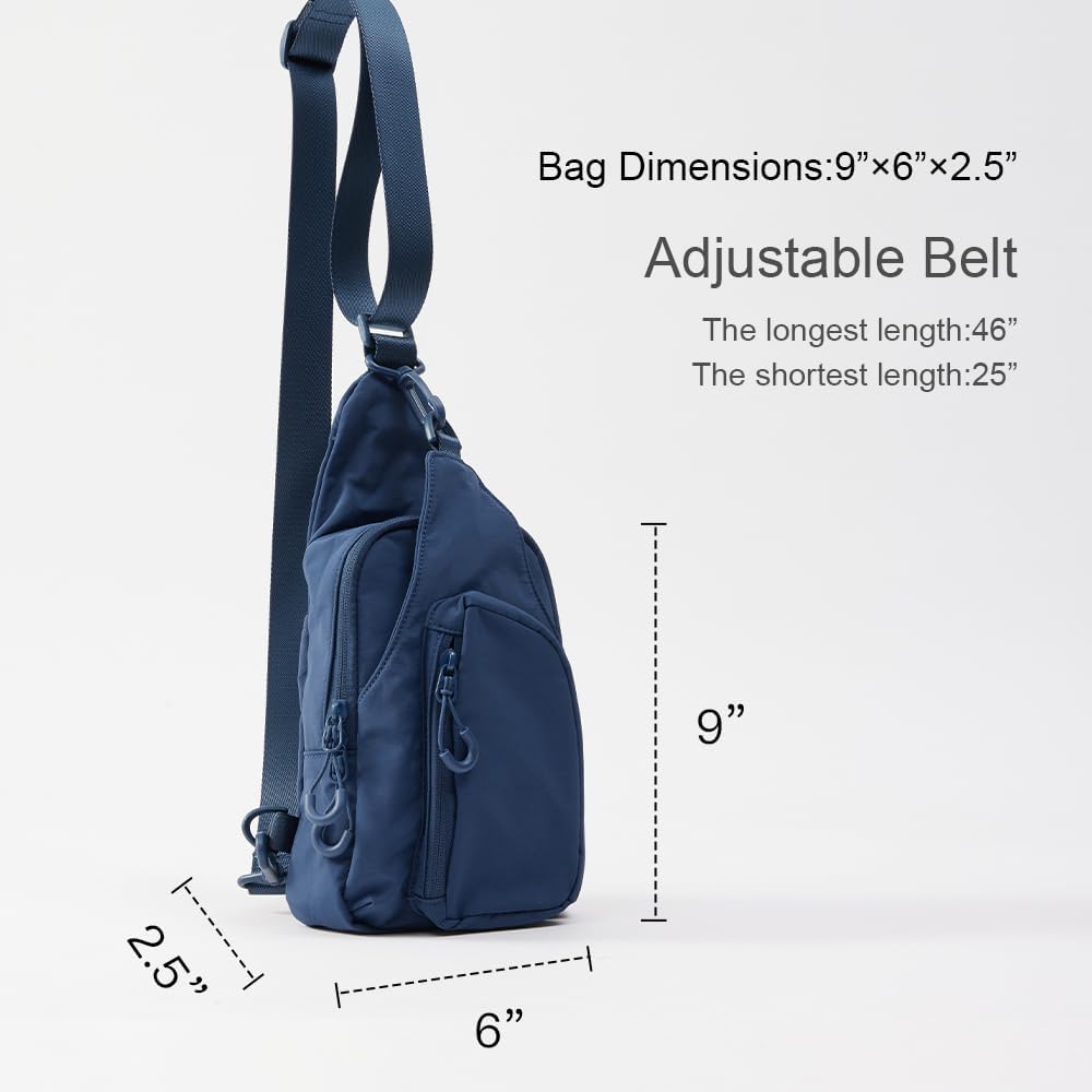 VAKAER Small Sling Bag for Women, Small Crossbody Bags with Adjustable Straps, Lightweight Chest Bag Casual Daypack Backpacks for Travel Hiking (Navy Blue)