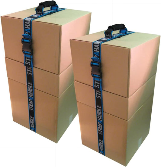 8’ Carry Strap with Handle | 2-Pack | Adjustable Belt | Easy, Safe, Secure, Lifting, Moving, Carrying Heavy Boxes, Groceries | Best Luggage Strap (Strap-A-Handle 2 Pack - 8ft. Length, 40lb. Capacity)