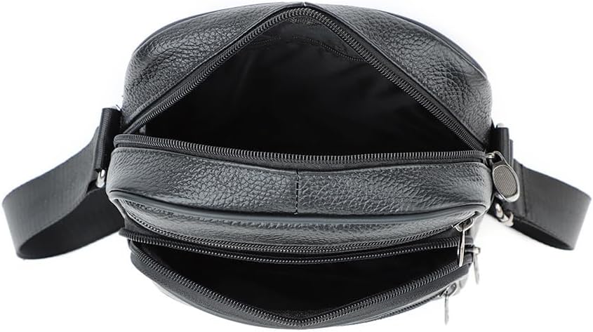 Men's Genuine Leather Crossbody Sling Bag, Small Chest Shoulder Messenger Bag with Adjustable Strap
