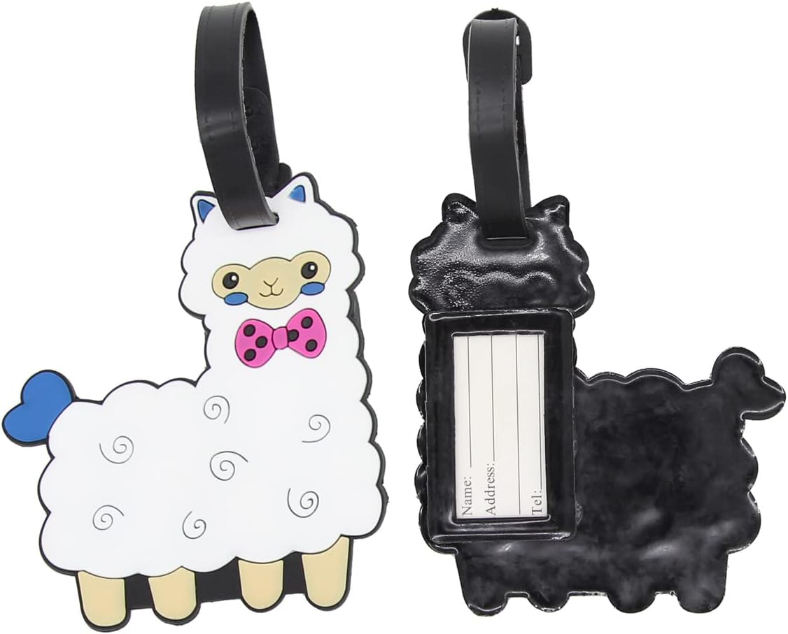Alpaca Luggage Tags for Suitcases 2-Pack Cute Silicone Luggage Tag with Name ID Card Funny Suitcase Label