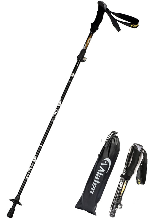 A ALAFEN 7075 Aluminum Collapsible Ultralight Trekking Pole, Black 1 Pole