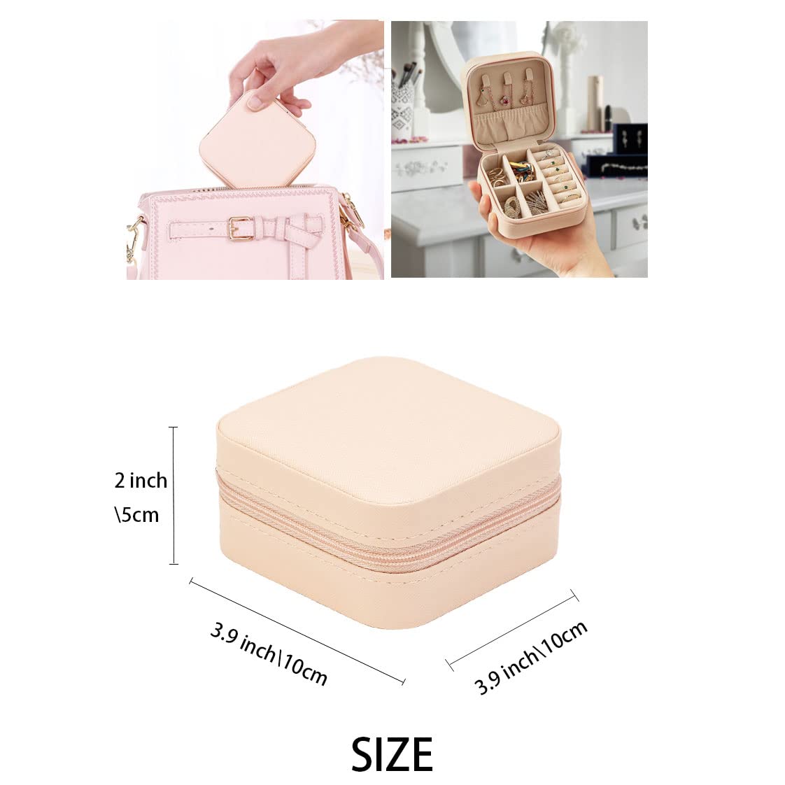 ZPROW Travel Jewelry Case, Mini Portable Jewelry Travel Boxes, Small Jewelry Organizer for Rings