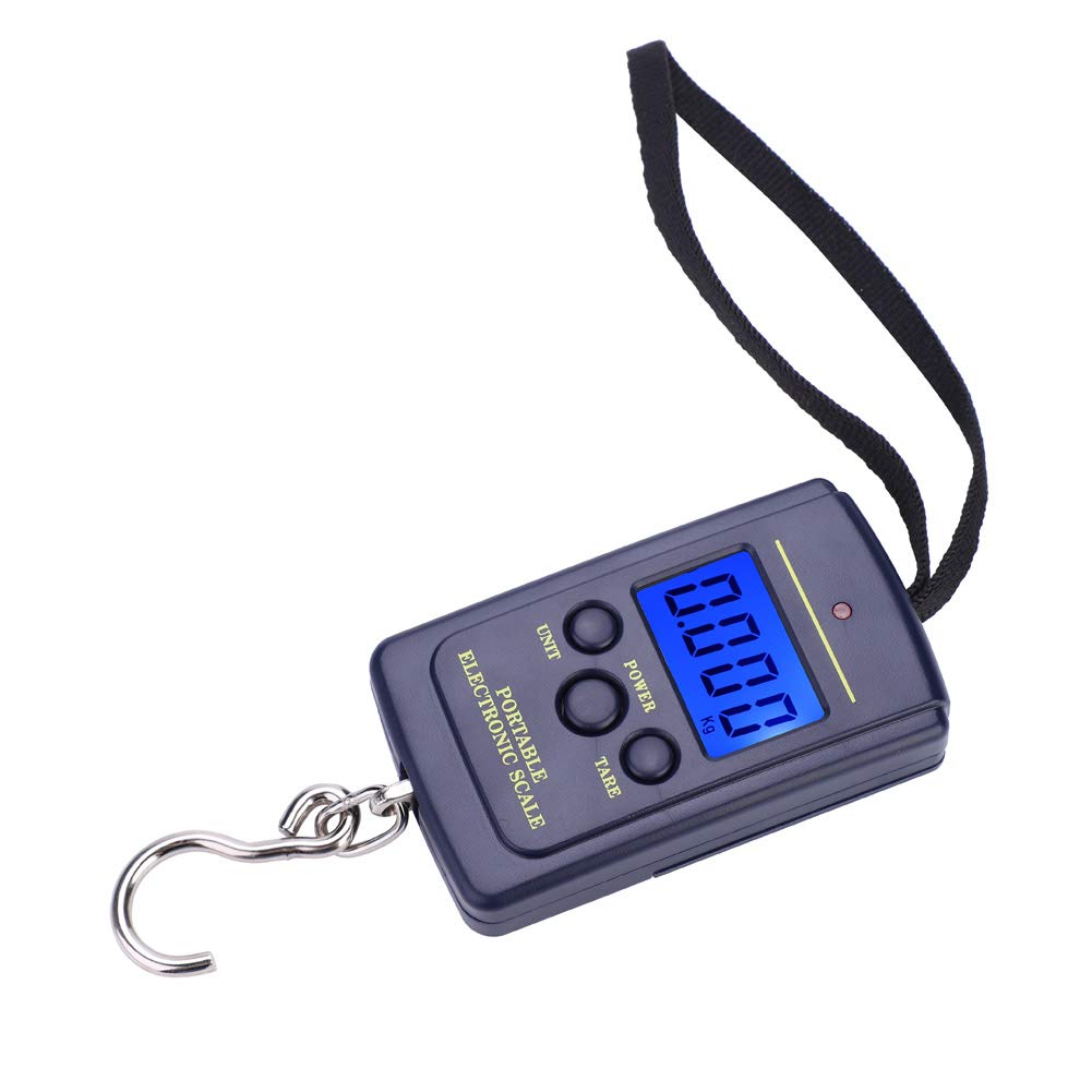Digital Fish Scale, 88lb/40kg Luggage Scale Portable Plastic Electric Digital Hanging Scale with Hook, Fish Weighing Scales with LCD Display