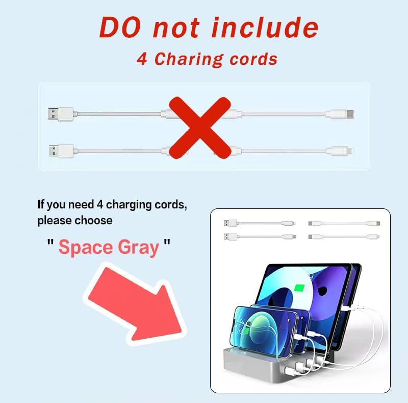 USB Charging Station - Charging Dock - 4-Port - Fast Charging Station for Multiple Devices - Docking Station - Smart Charging Station Dock - Multi Charging Station for Cell Phones Tablets