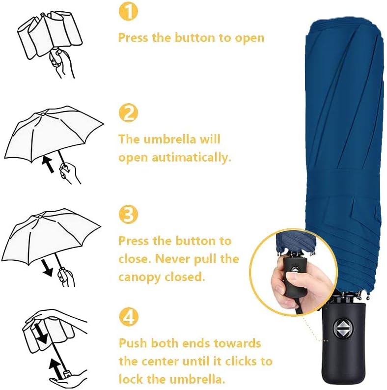 MRTLLOA 42/49 Inch Compact Windproof Travel Umbrella for Rain, Lightweight, Portable, Automatic, Strong, Waterproof Folding Umbrellas for Women, Men and Teenagers