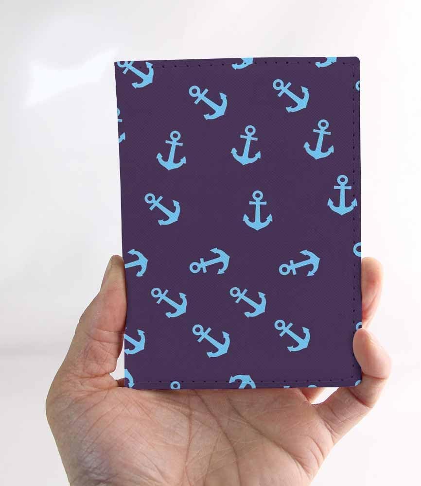 Anchor Passport Holder for Travel Nautical Boat Hook Marine Navy Sailing PU Leather Passport Cover Wallet Cute Passport Card Holder for Women and Men