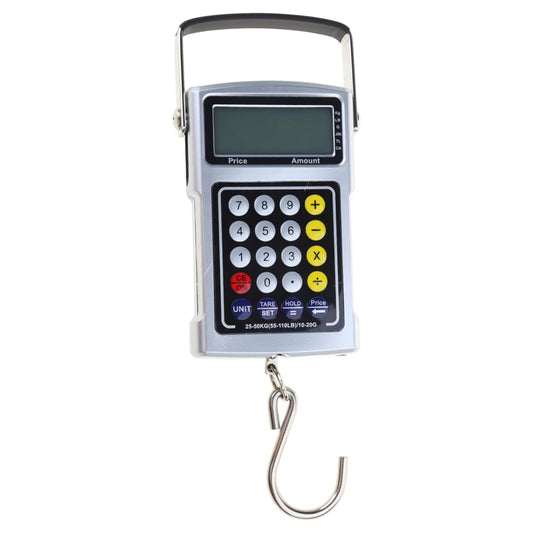 Upgrade Handheld Scale Luggage Scale with Hook Thermometer Clock Measuring Tape Calculator for Time