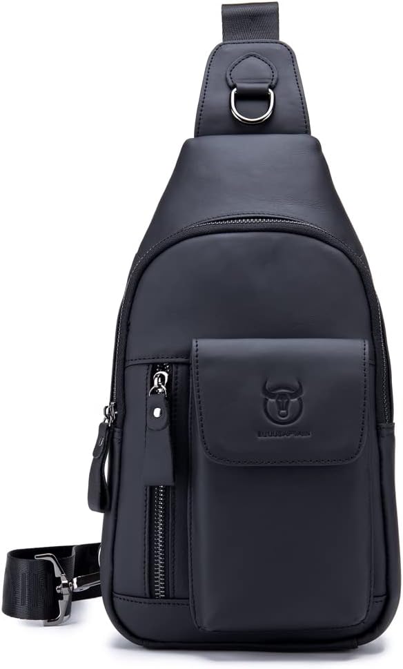 KPYWZER Vintage Leather Sling Bag Backpack for Men Crossbody Shoulder Chest Day Pack Backpacks