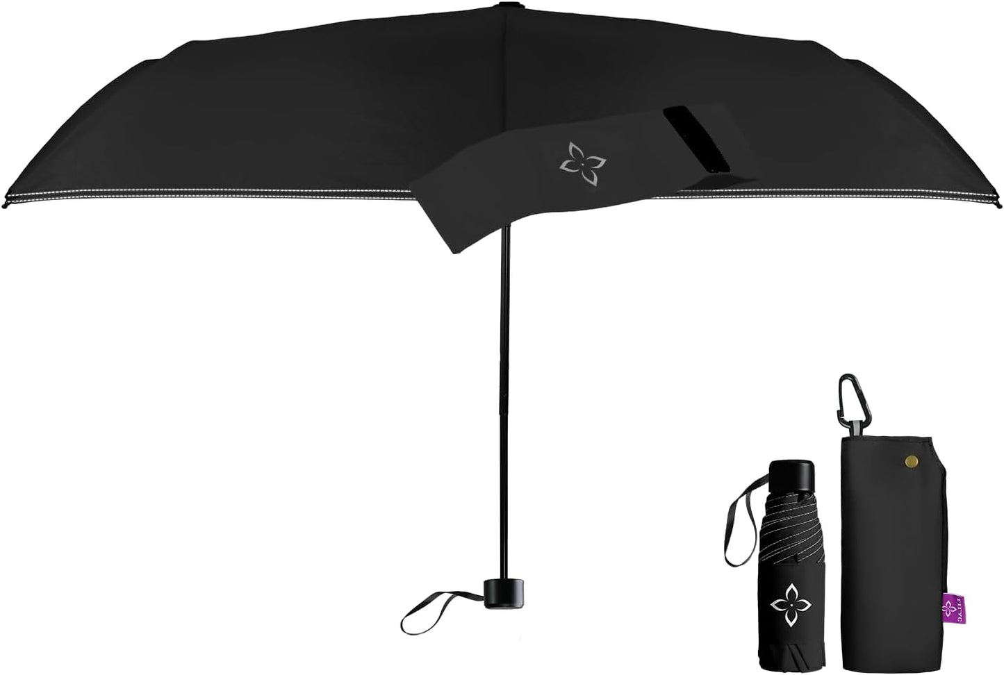 Windproof Travel Mini Umbrella - Manual Open Close with No Rebound for Seniors & Kids, Small Compact and Portable for Rain, Reflective Design for Night Safety Men & Women