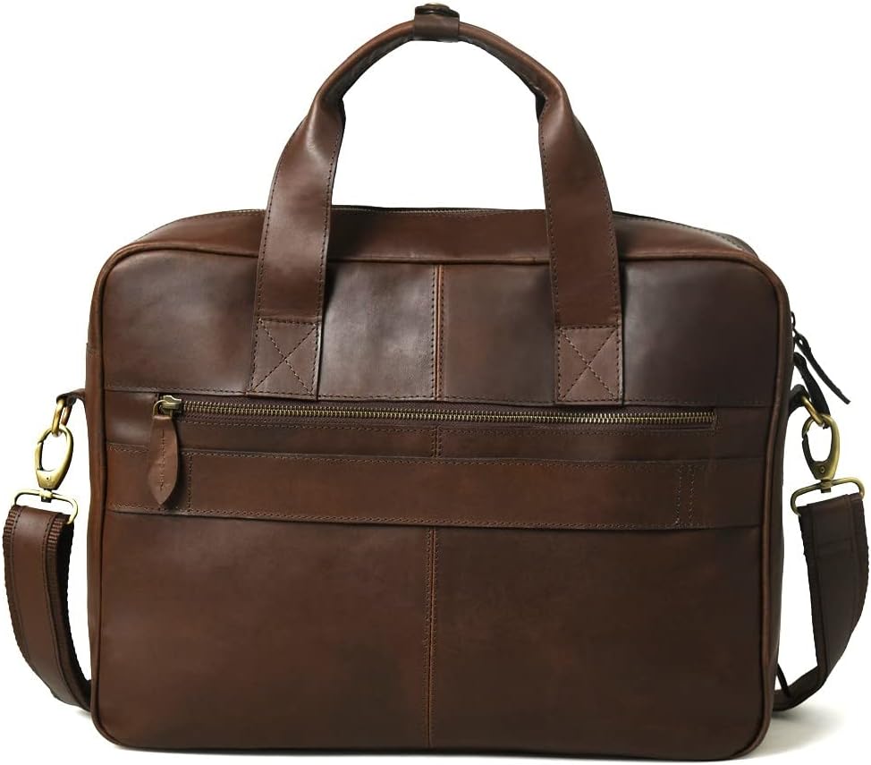 Gratlin Full Grain Buffalo Leather Briefcase For Men | Handcrafted Genuine Leather Messenger Bag for Men & Women | Brown Leather Laptop Bag for Men | Best Leather Bag Satchel Computer Case in 16 Inch