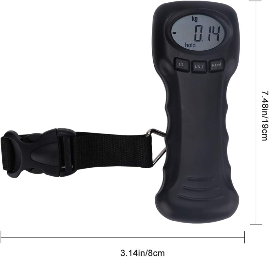 BESPORTBLE Digital Luggage Scale Portable with Backlit LCD Display Handheld Travel Weight Scale for Suitcases and Postal Use Compact Design with Nylon Strap Measures up to 110Lb/50Kg