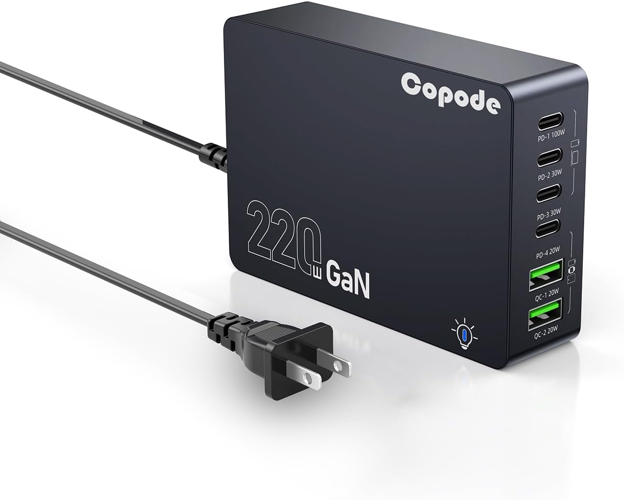 220W USB C Charger Block, 6-Port GaN USB C Charging Station PD 100W PC Laptop Fast Charger Adapter Compatible with iPhone 17, Galaxy 25, MacBook,ipad and More Devices(Black)