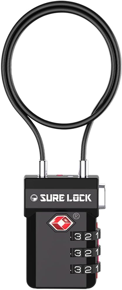 SURE LOCK TSA Approved 3-Digit Combination Luggage Locks – Open Alert Indicator, Re-settable Code with Zinc Alloy Body, Easy-Read Dials for Suitcase, Backpack, Gym Locker & Toolbox (Multiple Colors)