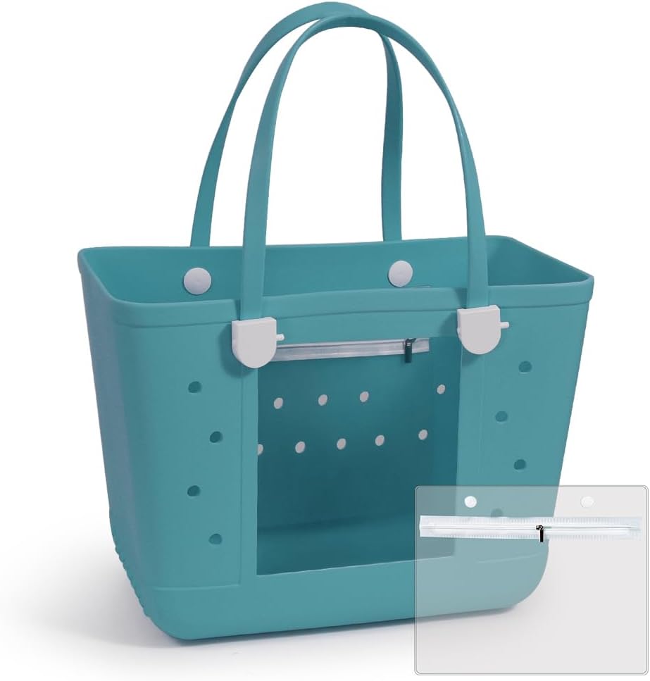 Rubber Beach Bags with Visual Window, Extra Large Waterproof Sandproof Rubber Tote Bag for Pool,Boat & Travel