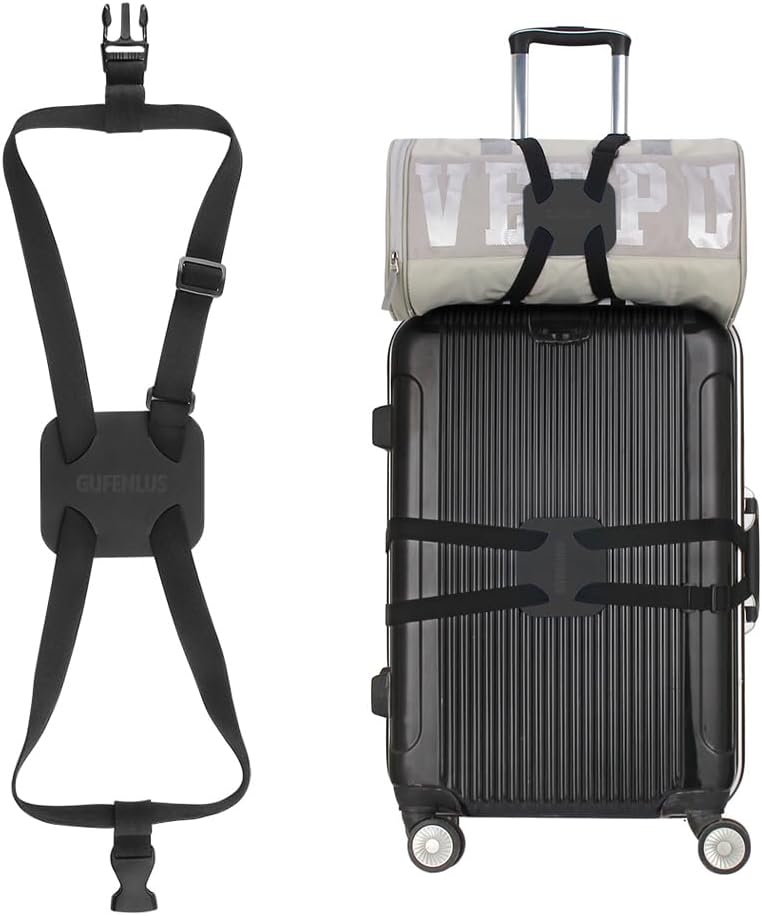 Luggage Bungee Bag Bungee, Luggage Straps Suitcase Adjustable Belt – an Adjustable and Portable Travel Suitcase Accessory-Black Buckle