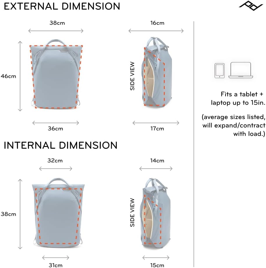 Peak Design Everyday Totepack 20L, Ocean, Weatherproof Shell, Top and Side Access, FlexFold Dividers, Laptop Sleeve, Internal Pockets, Backpack or Hand Carry, Versatile Tote Bag for Women and Men
