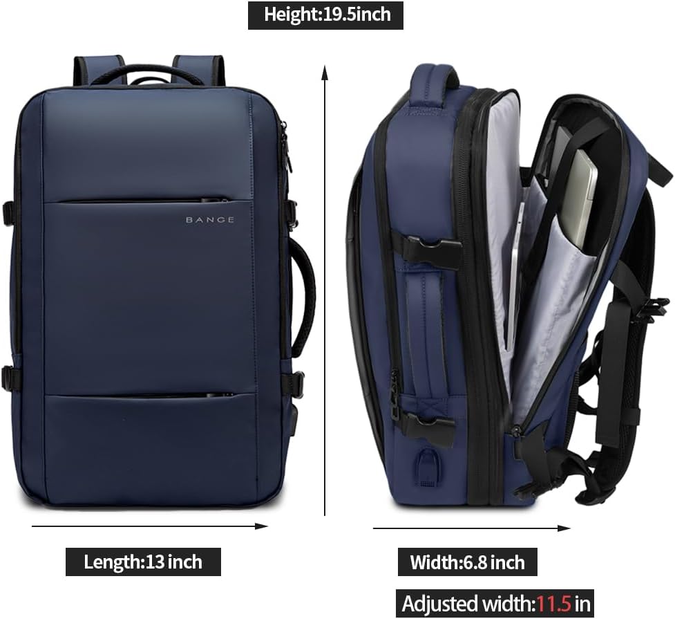 BANGE 45L Travel Backpack, Expandable Backpacks,Traveling Business Backpack For 17.3” Laptop,Airport Suitcase Backpack For Men