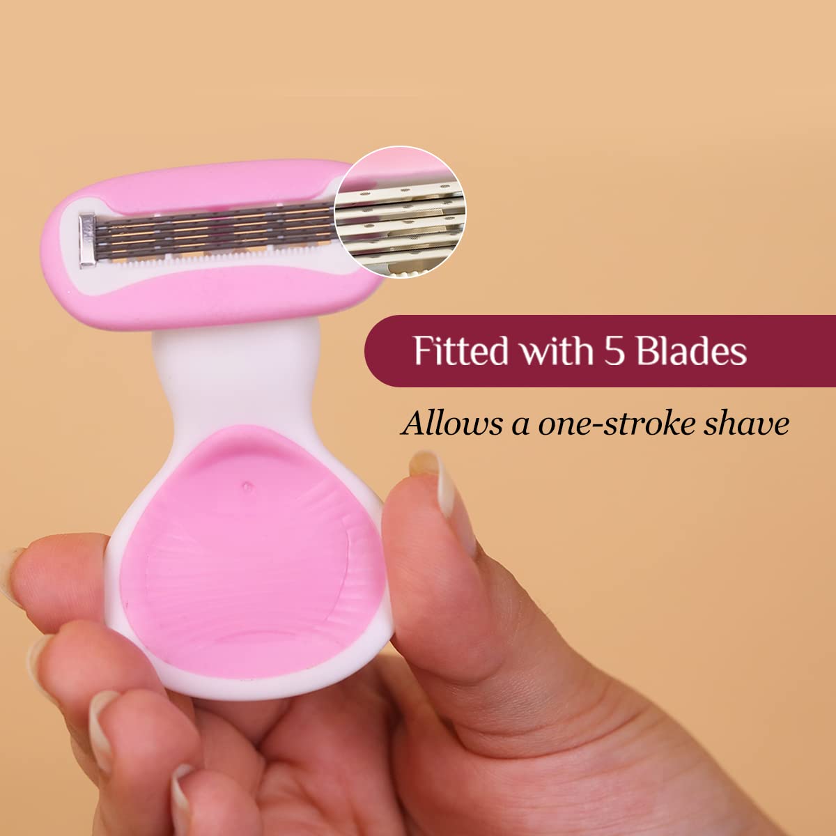 Carmesi Body Razor Mini for Women | 5-Blade Precision Shaving | Aloe Vera & Vitamin E Lubrication Strip | Travel Case Included | Smooth, Gentle Hair Removal for Sensitive Skin
