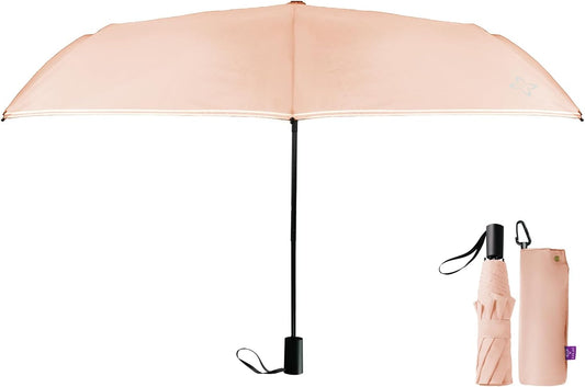 Windproof Travel Mini Umbrella - Manual Open Close with No Rebound for Seniors & Kids, Small Compact and Portable for Rain, Reflective Design for Night Safety Men & Women