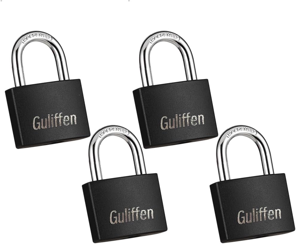 Covered Aluminum Pad Lock, 4 Pack Outdoor Padlocks Weatherproof with Same Key, Gym Locker Lock for Shed, Gate, Mailbox, Cabinet, Storage Unit