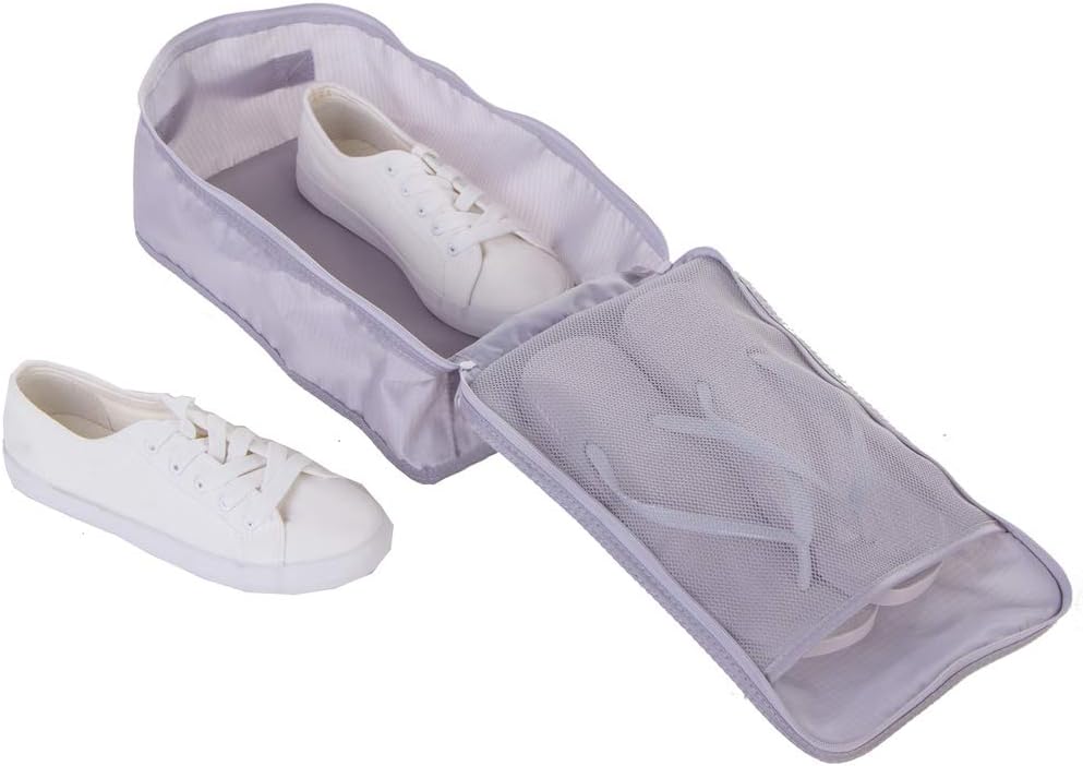 JJ POWER Travel Shoe Bags, Foldable Waterproof Shoe Puches Organizer-Double Layer (2 Grey Shoe Bags)