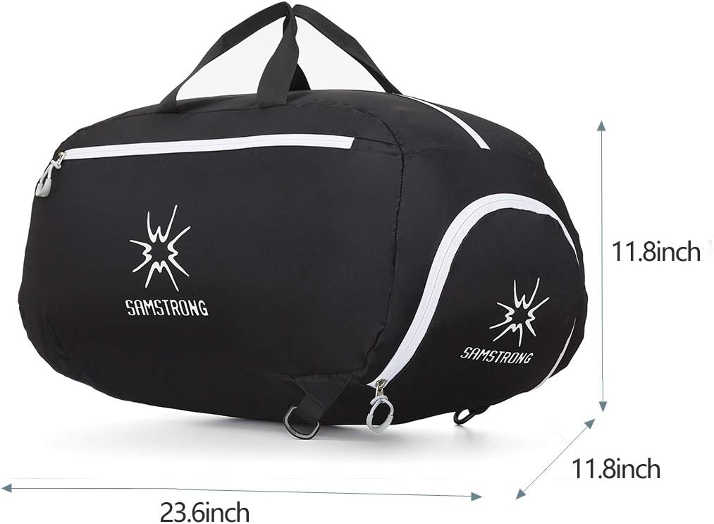 Samstrong Sports Gym Bag with Shoes Compartment 50 Liter Water Resistant Travel Duffel Bag Durable Duffle Bag Weekender Bag for Men and Women, Black